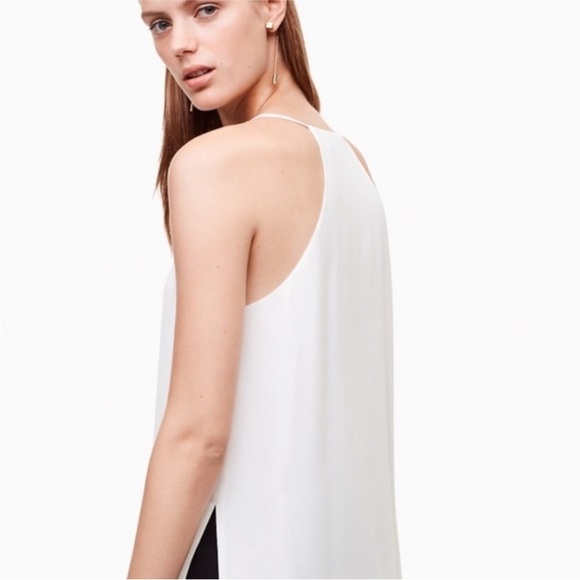 Aritzia Babaton Morris Blouse V-Neck Sleeveless Racerback Tank Grey Taupe Medium - Picture 3 of 12